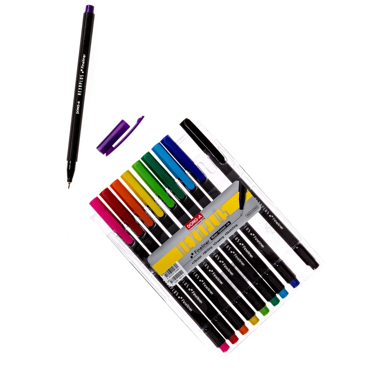 DONG-A Hexaplus Fineliner Pen, 0.4mm (10 Color Set) - Image 3